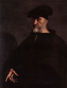 Andreas Doria, Portrait von Sebastiano Del Piombo, um 1526. Schiller strickt um die historische Verschwörung um den Dogen von Genua eine dreifache Verschwörung, eine Geschichte zwischen Tyrannei und bürgerlicher Befreiung.