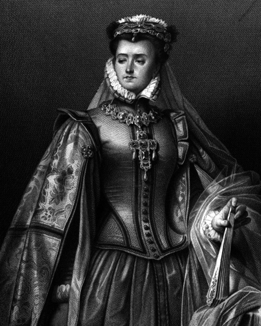 Elisabeth von Valois, Charakter aus dem Schiller-Drama Don Carlos, Zeichnung von Arthur von Ramberg, 1859