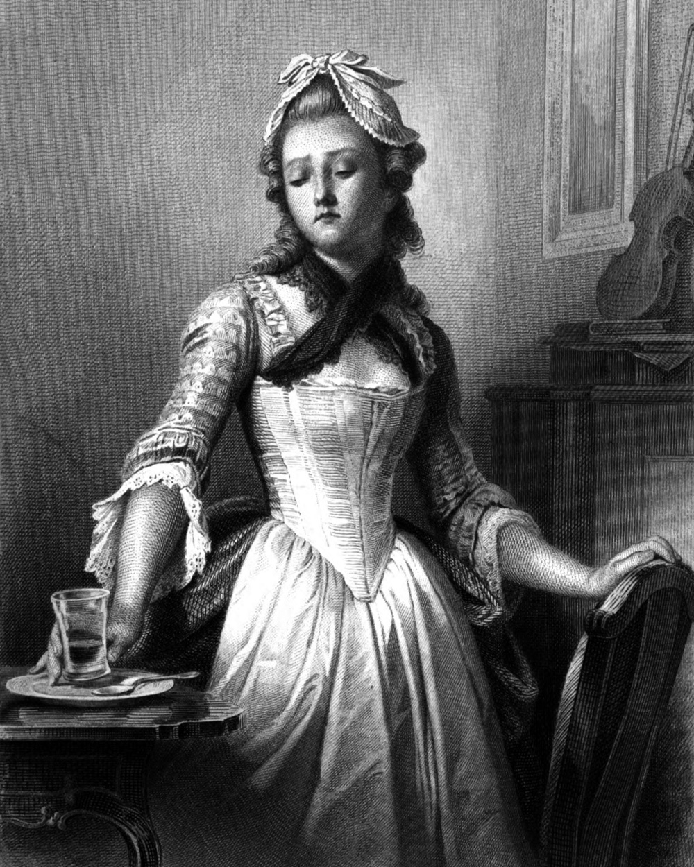 Luise Miller, Charakter aus dem Schiller-Drama Kabale und Liebe, Zeichnung von Arthur von Ramberg, 1859