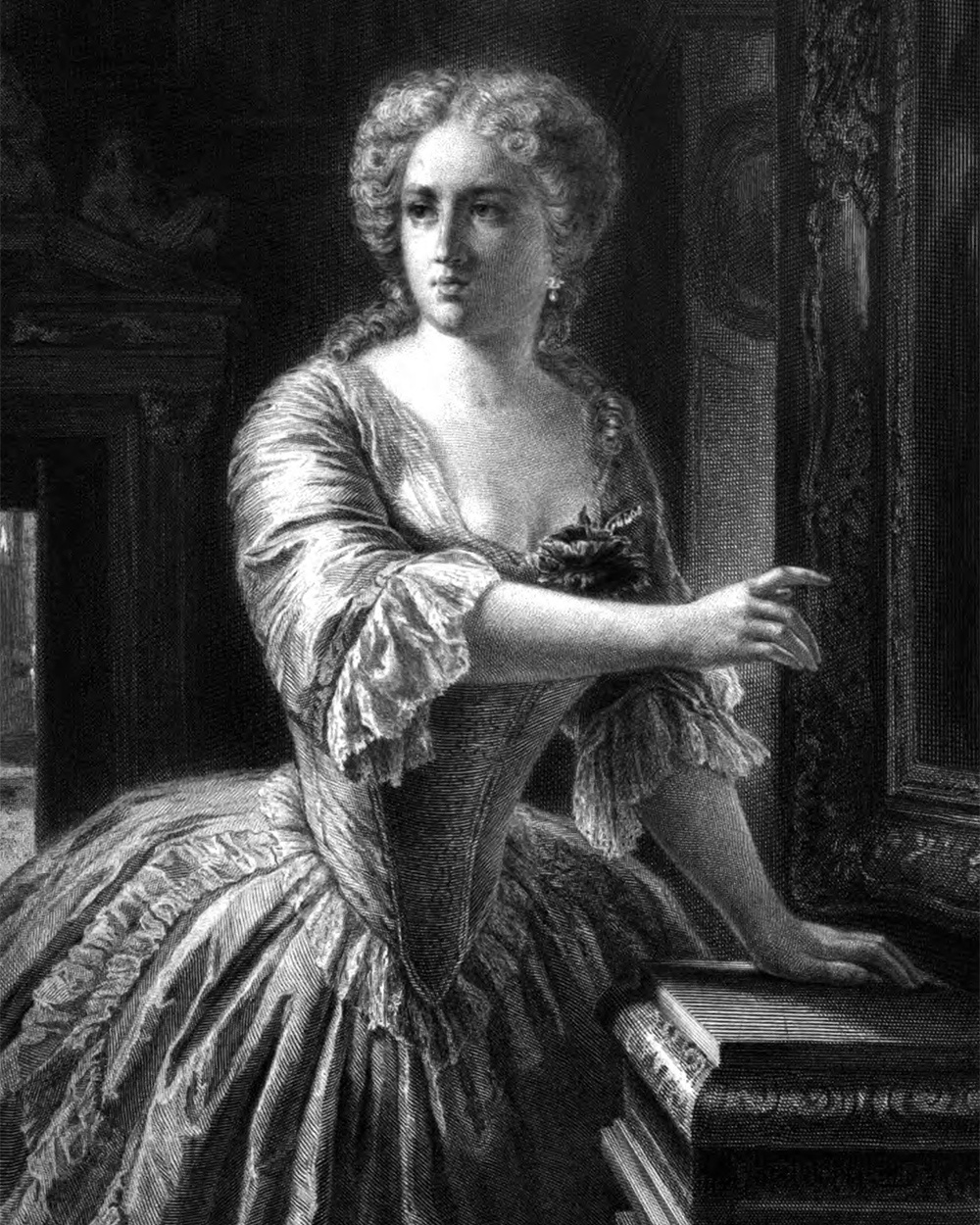 Amalia, Charakter aus dem Schiller-Drama Die Räuber, Zeichnung von Friedrich Precht, 1859