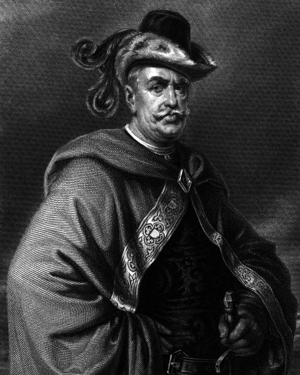 Gessler, Charakter aus dem Schiller-Drama Wilhelm Tell, Zeichnung von Friedrich Pecht